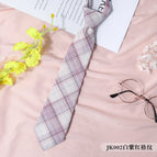 JK002 White purple check tie
