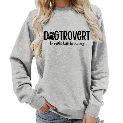 Dog trovert printed round neck women's top vests foreign trade supply autumn and winter coat casual loose European size