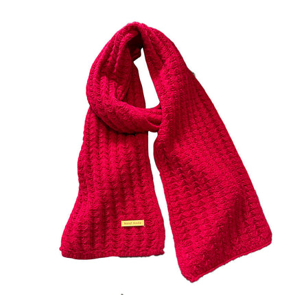 Scarf Women's Winter 2024 New Cashmere Knitted Thickened Scarf Ankora Red White Warm Student Wholesale
