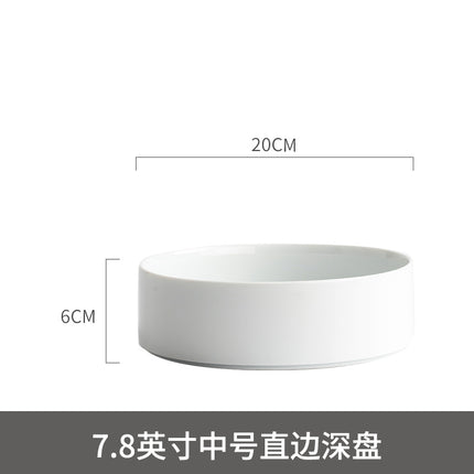 Ceramic Straight Plate Flat Bottom Deep Plate Soup Plate Japanese Seafood Plate Dish Plate Dessert Plate Nest Plate Simple Salad Bowl