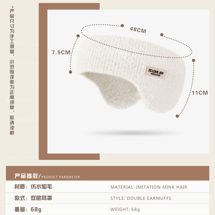 Autumn and Winter Imitation Mink Fur Earmuffs for Sleeping, Outdoor Sports and Cycling Headbands, Windproof and Cold-Proof Forehead Protection and Warmth