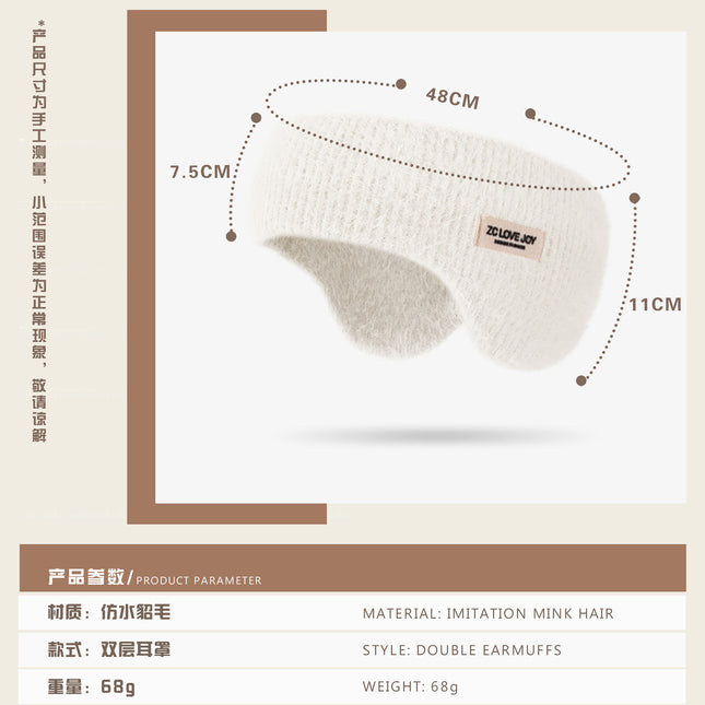 Autumn and Winter Imitation Mink Fur Earmuffs for Sleeping, Outdoor Sports and Cycling Headbands, Windproof and Cold-Proof Forehead Protection and Warmth