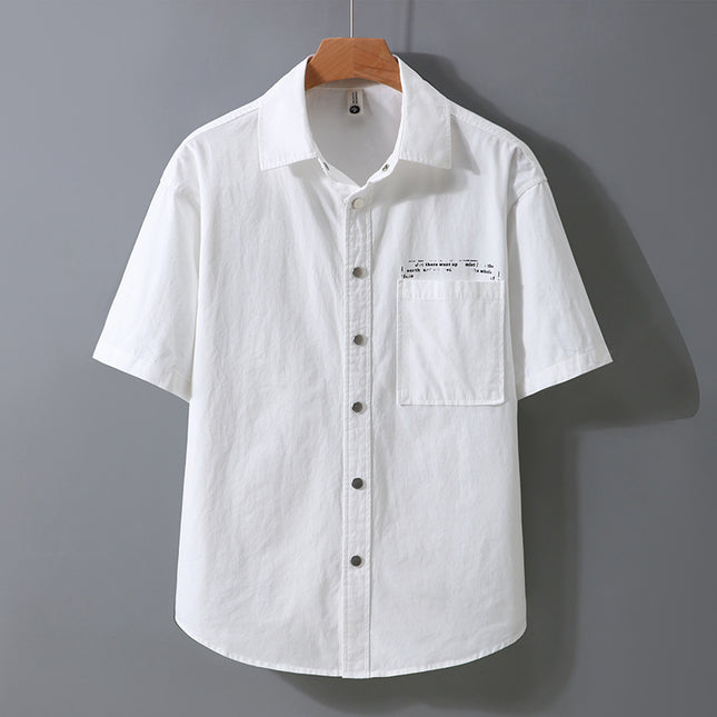 82513 Large Size Men's Loose Short-Sleeved Summer Pure Cotton Fat Boy Work Shirt Men's Casual Outer Wear One Piece Drop Shipping