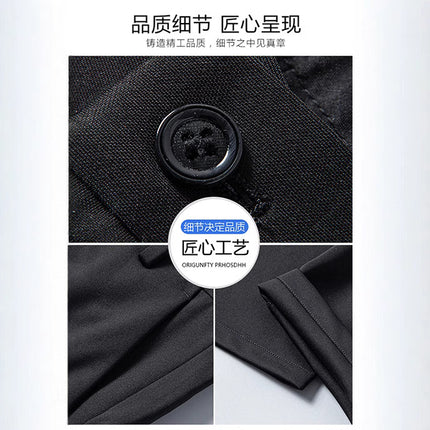 New Men's Business Casual Pants Slim-fit Western Pants Men's Spring, Autumn and Winter All-match Straight Stretch Pants fleece-lined Thickened