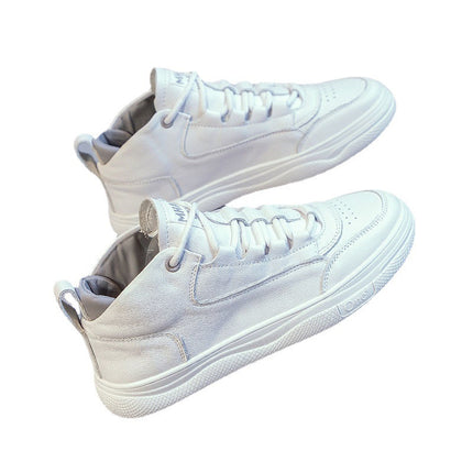 Genuine Leather White Sneakers for Women 2025 Spring and Autumn New Style Versatile Casual Shoes High-Top Soft Sole Comfortable Sneakers