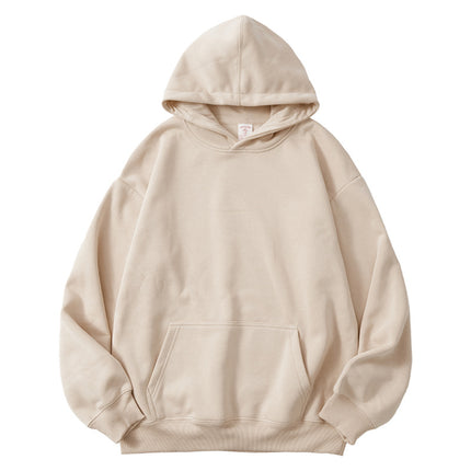 2025 Autumn/Winter 1334 Style Loose Casual 350g Fleece Solid Color Fleece-Lined Thick Pullover Hoodie