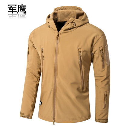 2026 Cross-Border Military Eagle Shark Skin Soft Shell Tactical Camouflage Jacket Men's Warm Breathable Wear-Resistant Military Fan Waterproof Jacket