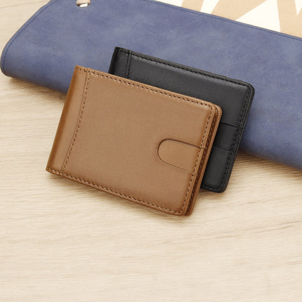 in stock foreign trade rfid gold clip card bag minimalist men's retro wallet cross-border crazy horse leather pull wallet