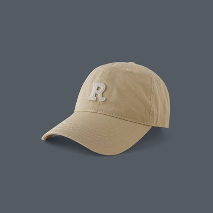 Baseball Cap Women's Summer Sunscreen Embroidered Letter R Deep Top Big Head Face Showing Small New Style Cap Sunshade Hat