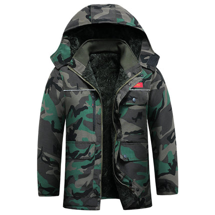 Winter Workwear Thickened Cotton Coat with Fleece, Cold-Resistant, Warm for Cold Storage, Northeast Waterproof, with Hood, Wear-Resistant Large Cotton Jacket