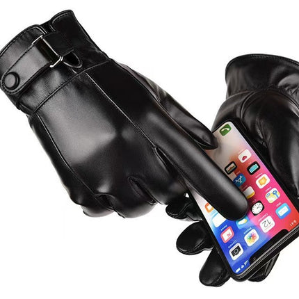 New Pu Gloves for Men and Women, Autumn and Winter Cycling, Business Casual, Touch Screen, Washable Leather Pu Touch Screen Warm Gloves, Cross-Border