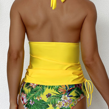 2025 European and American High-end Swimsuit Women's Foreign Trade Split Bikini Pure Desire High Waist Neck Strap Amazon Swimsuit
