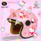 Children's 3c thickening + cat t2 / Pink half helmet + rocking cat + pink and white butterfly