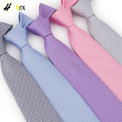 Source Tie Men's Polyester Yarn-dyed Jacquard Fabric Fine Plaid Business Casual Wine Red Wedding Tie