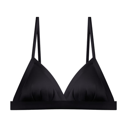 Tangge Satin Silk French Underwear Thin Glosly Triangle Cup Small Chest Women's Mulberry Silk Bra Bra Summer