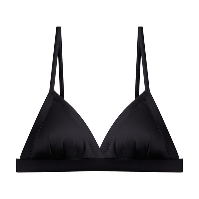 Tangge Satin Silk French Underwear Thin Glosly Triangle Cup Small Chest Women's Mulberry Silk Bra Bra Summer