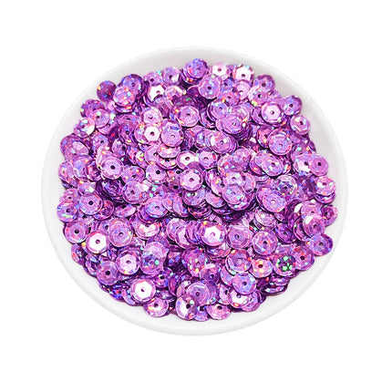6MM round curved surface hole PVC sequins jewelry accessories concave and convex surface wholesale flat bottom hexagonal sewing clothing beads