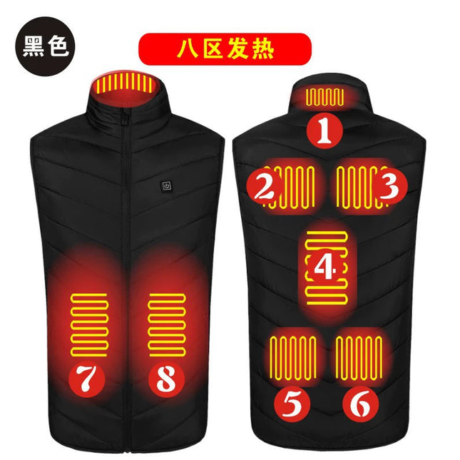 Factory Direct Sales Cross-Border New Smart Heating Vest Winter Constant Temperature Electric Heating Cotton Clothing Casual Stand-Up Collar Warm for Men and Women