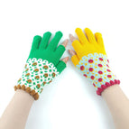 Small flower two-finger gloves [Mandarin duck color]]