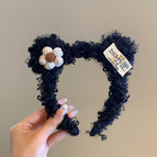 Black curly hair cloth label headband (DN1315)