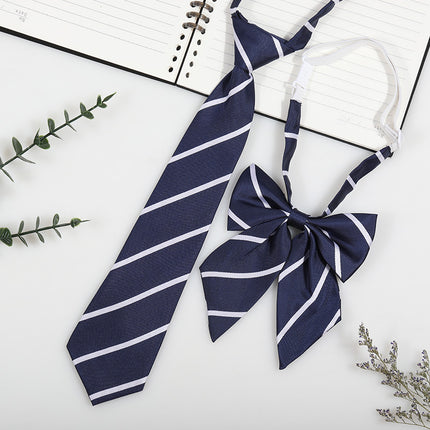 Japanese and Korean striped jk/dk college style men's and women's red cyanotic gray blue shirt accessories tie-free collar suit