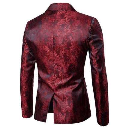 2023 foreign trade autumn new men's bright face dark pattern suit nightclub one button men's lapel suit suit