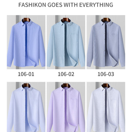 High-End Men's Long-Sleeved Shirts Spring Business Casual Anti-Wrinkle Shirts No-Iron Breathable Formal Cotton Tops for Men
