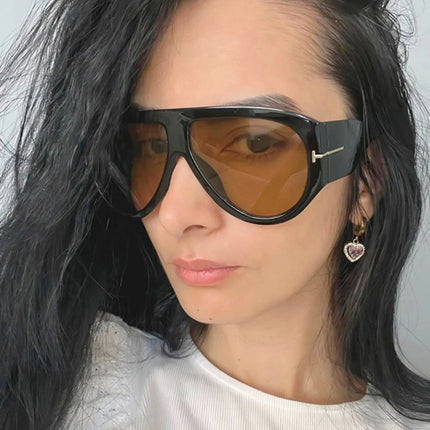 Pilot T-Shaped Large Frame Toad Sunglasses for Women 2024 New European and American Sunglasses Personalized Fashion Sunglasses