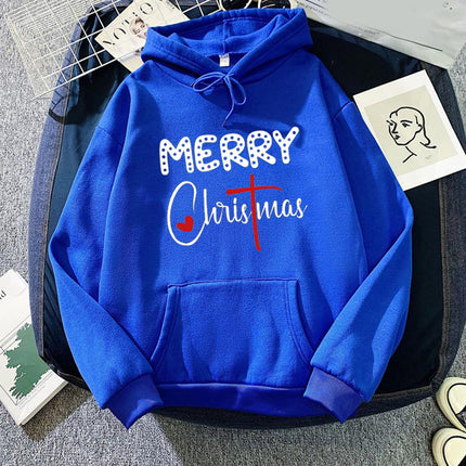 in stock foreign trade cross-border Christmas letters Merry Christmas printed hooded vests European and American autumn and winter men and women