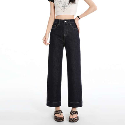 Wholesale Dropshipping Straight-Leg Hip-Covering Magic Pants ~ Spring and Summer Stretchy Straight-Leg Pear-Shaped Petite Slimming Cropped Jeans