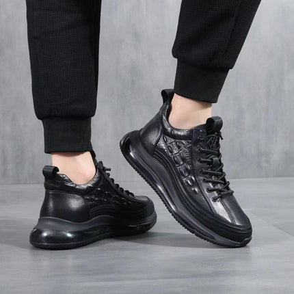 2026 New Model Men's High-Top Sneakers with Air Cushion and Soft Sole, Crocodile Embossed Fashion Casual Sports Shoes for Men