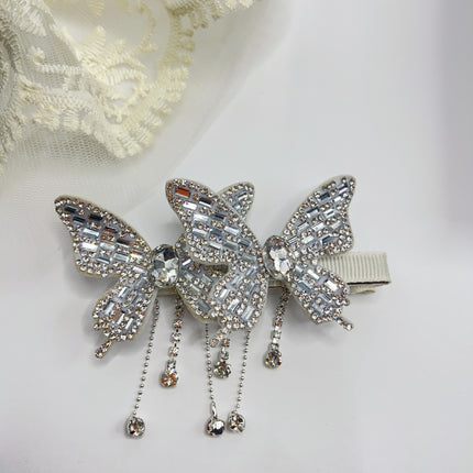 New Original Design Hepburn Style Elegant Butterfly Beads Tassel Clip Broken Hair Bangs Clip 2025 Internet Celebrity