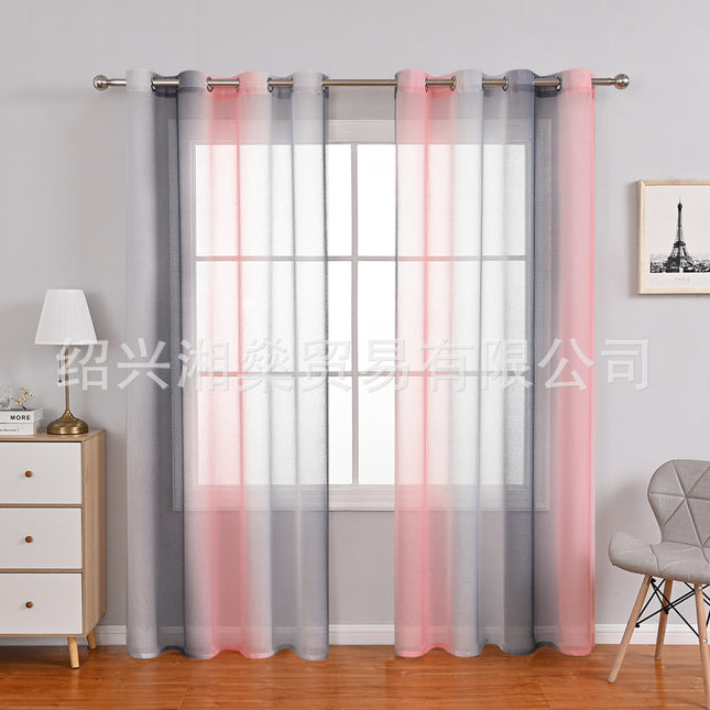 Modern Simple Fresh Translucent Gradient Window Screen Scandinavian Living Room Balcony Bay Window New Semi-Shading Gauze One Piece Drop Shipping