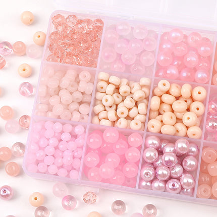 Glass Pink Transparent Solid Color Round Beads Crystal Beads Wheel Beads Slub Handmade Bracelet Bracelet Necklace Jewelry