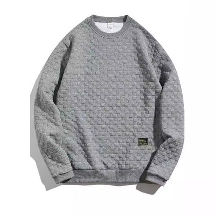 Men's Sweatshirt 2025 Cross-Border Amazon Autumn and Winter New Heavy Plaid Loose Casual Pullover Round Neck Top