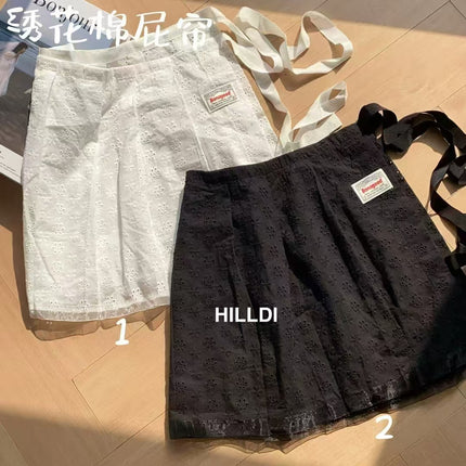 Lace-Up Lace Gauze Skirt Niche Strap Design Spice Girl Matching Apron Skirt Fart Curtain Outer Skirt