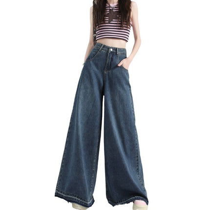 Spring New Fashion Wide Leg Pants Jeans Design Sense Loose Mop Pants Slim Relaxed Pants Women