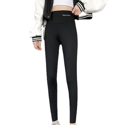 2025 Spring Letter Print Shark Pants Women's Outerwear Thin Breathable Slim Nine-Point Small Feet Tight Leggings Women