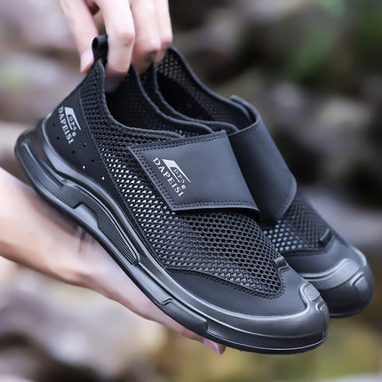 Mesh Shoes Men's 2025 New Summer Breathable Hollow Leather Shoes Soft Sole Slip-on Non-slip Baotou Outdoor Casual Shoes