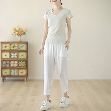 Real shot 2024 summer new chubby girl cool plus size high waist solid color casual harem pants loose pipe pants for women