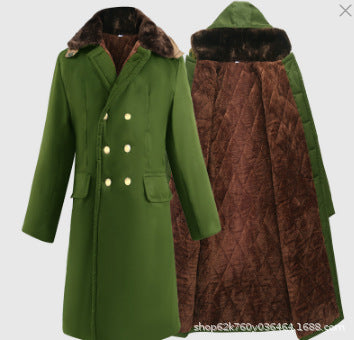 Thickened Winter Men's Extra Long Over-The-Knee Arctic Velvet Liner Removable Cotton Coat to Prevent Cold and Warm Work Cotton Coat