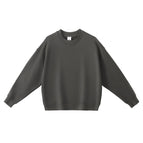 Dark gray-pure cotton terry crew neck sweatshirt / S