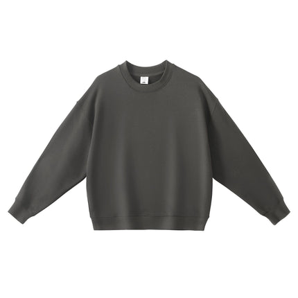 Trendy Heavyweight Pure Cotton Terry 430g Solid Color Crew Neck Hooded Sweatshirt Men's Trendy American Style Hoodie with Print