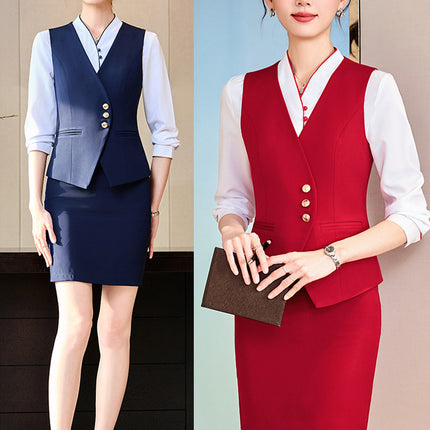 Sales department professional vest suit female stewardess hotel front desk cashier overalls property customer service beautician tooling