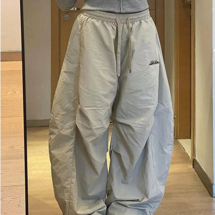 American-Style Pleated Casual Cargo Pants for Women 2025 New Loose Wide-Leg Lazy Slimming Versatile Sports Trousers