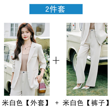 Fashion Commuter suit Women's 2024 Autumn Korean Style Temperament Commuter Goddess Fan Two-piece Simple Suit Pants Jacket