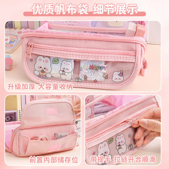 Simple Pencil Case Large Capacity Stationery Box Junior High School Students Macaron Storage Box Comes Storage Bag Small Bag