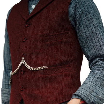 Cross-border European and American men's tough man herringbone suit collar waistcoat Ami Khaji rock punk locomotive men's waistcoat