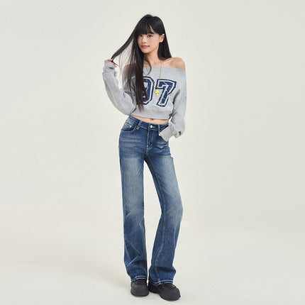 American-Style Narrow Wide-Leg Jeans for Women, 2026 Spring and Autumn New Low-Waist Slimming Versatile Straight-Leg Cigarette Pants, Floor-Length