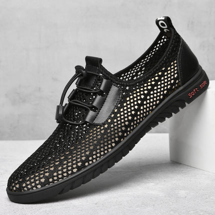 Men's Shoes Summer Sports Casual Shoes Lightweight Mesh Breathable Hole Mesh Shoes Sports Shoes One-Leg